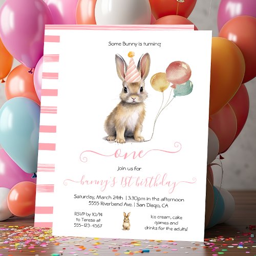 Some Bunny 1st Easter Spring Birthday Party Invitation