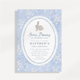 Some Bunny Baby Boy First Birthday Invitation