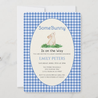 Some Bunny Baby Shower Blue Invitation