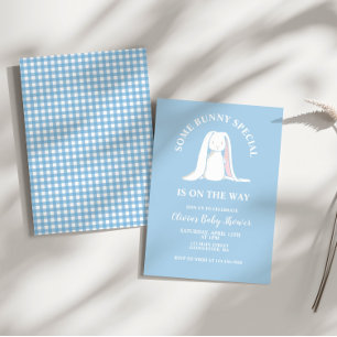 Some Bunny Baby Shower blue plaid Invitation