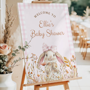 Some Bunny Baby Shower Welcome Sign, Pink Bow Bunn Foam Board