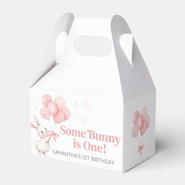 Some Bunny Balloon Birthday Party  Favor Boxes (Front Side)