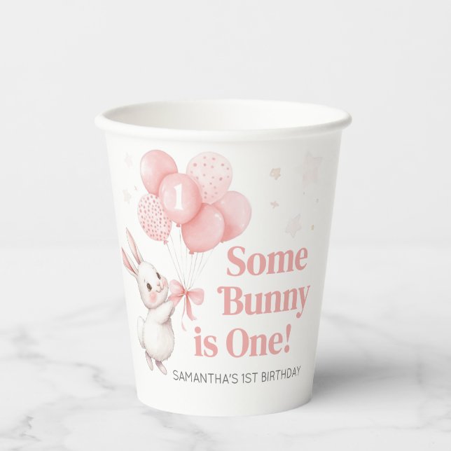 Some Bunny Balloon Birthday Party  Paper Cups (Front)
