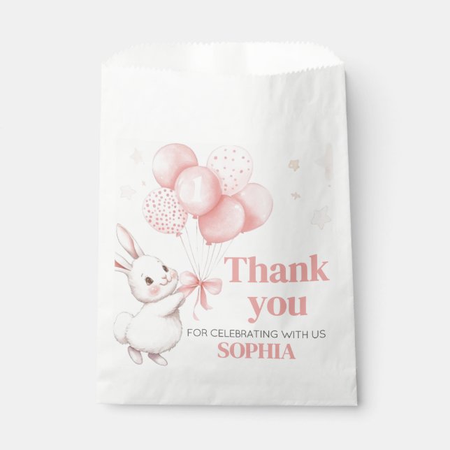 Some Bunny Balloon Birthday Party Square Favor Bag (Front)