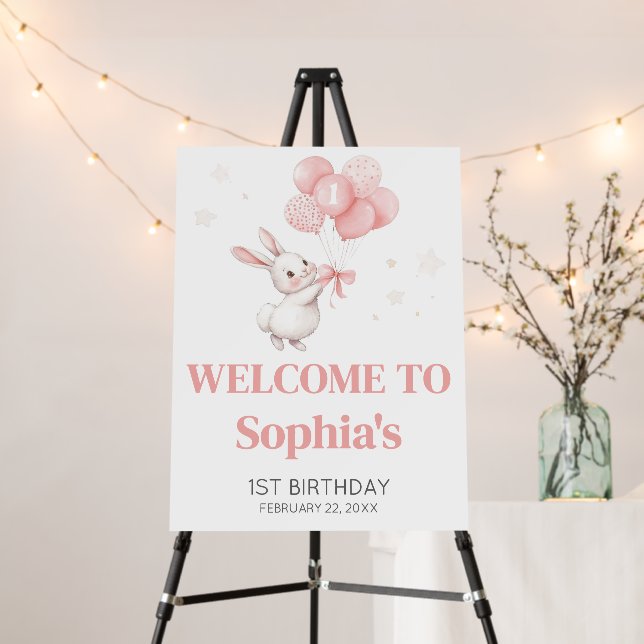 Some Bunny Balloon Birthday Party Welcome Sign (In Situ (Stand))