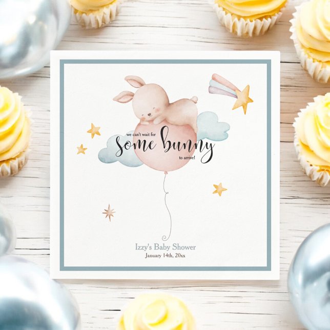 Some Bunny Balloon & Shooting Star Baby Shower Napkins (Creator Uploaded)