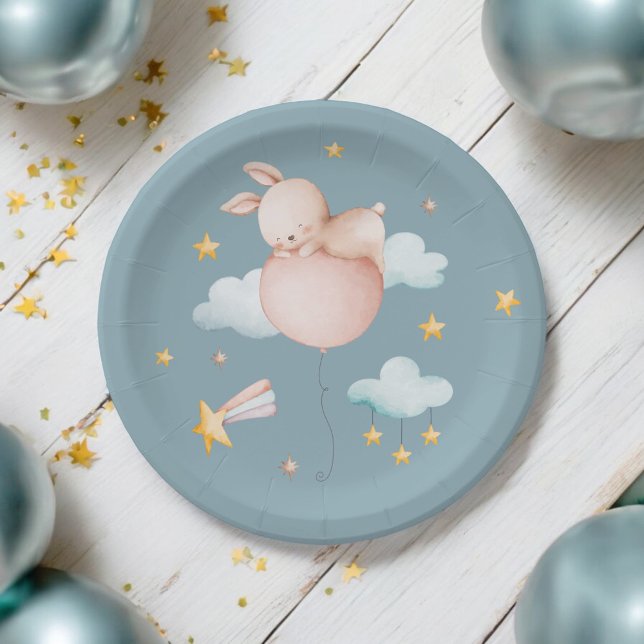 Some Bunny Balloon & Shooting Star Baby Shower  Paper Plates (Creator Uploaded)