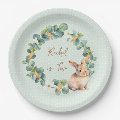 Some bunny birthday carrot wreath _ Customizable Paper Plates