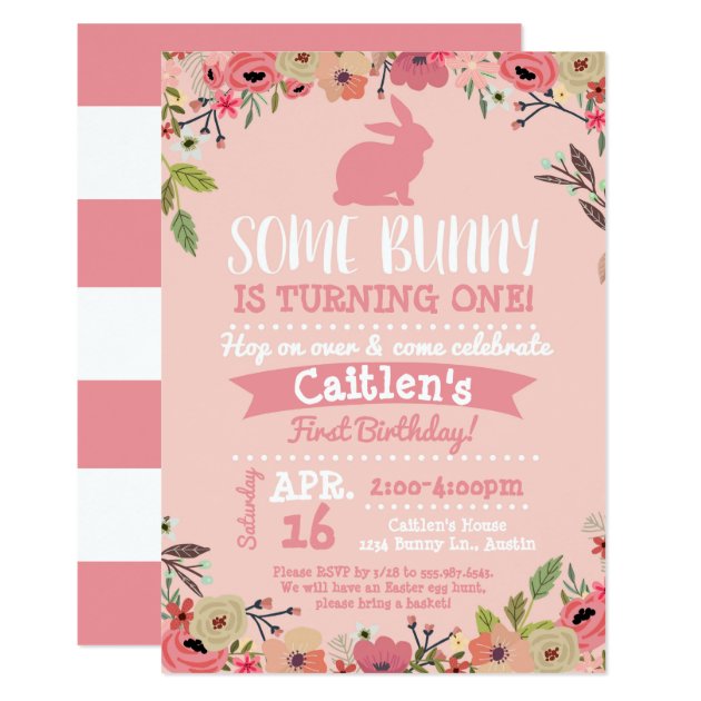 Some Bunny Birthday Easter Invitation Pink