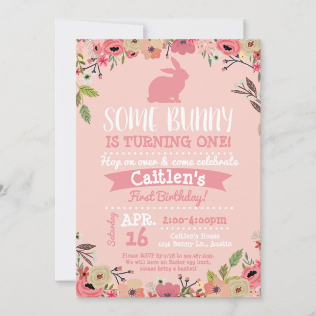 Some Bunny Birthday Easter Invitation Pink (Front)