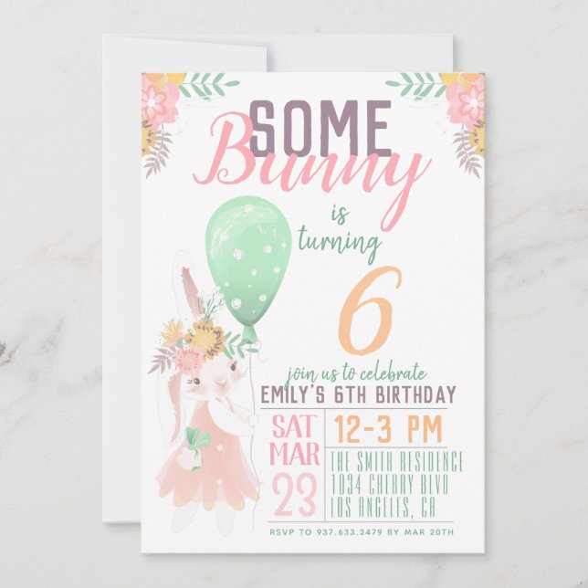 Some Bunny Birthday Invitation (Front)