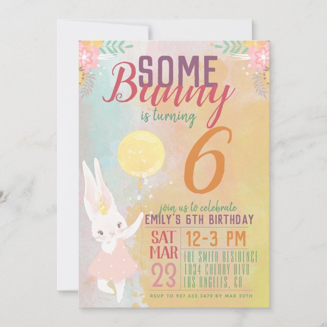 Some Bunny Birthday Invitation (Front)