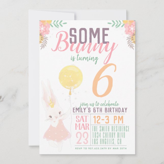 Some Bunny Birthday Invitation (Front)