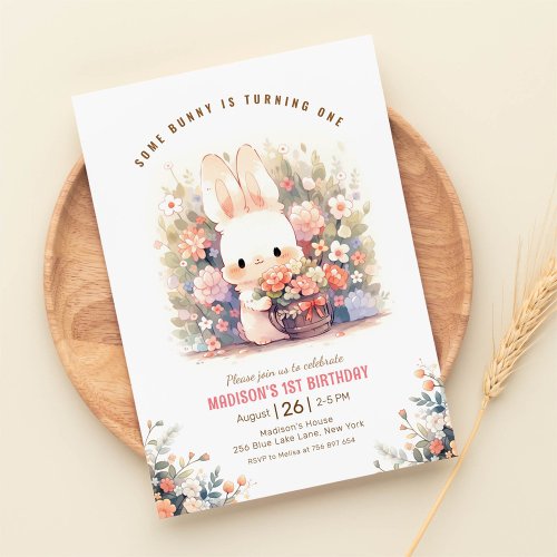 Some bunny birthday little rabbit birthday invitation