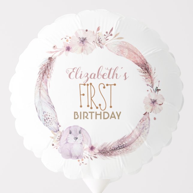 Some Bunny Birthday Party | Baby Shower Floral Balloon (Front)