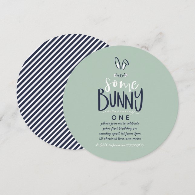 SOME BUNNY BIRTHDAY PARTY INVITATION (Front/Back)