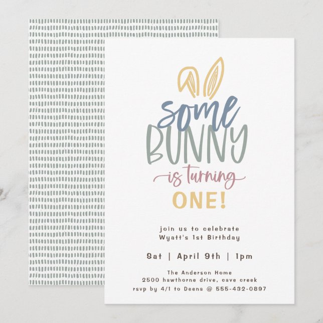 Some Bunny Birthday Party Invitation (Front/Back)