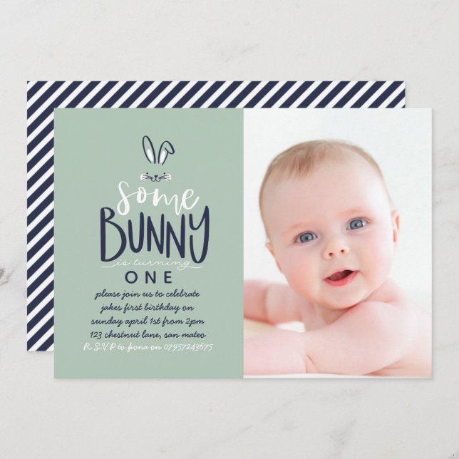 SOME BUNNY BIRTHDAY PARTY INVITATION (Front/Back)