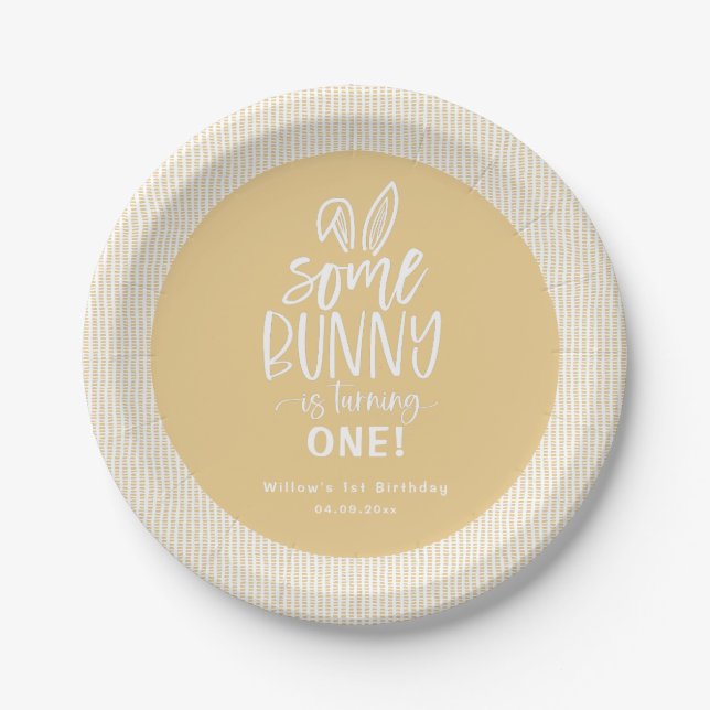 Some Bunny Birthday Party Paper Plate (Front)
