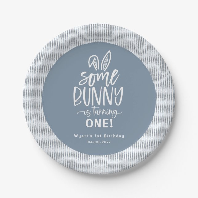 Some Bunny Birthday Party Paper Plate (Front)