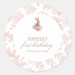 Some Bunny Birthday Pink Bunny Party Classic Round Sticker