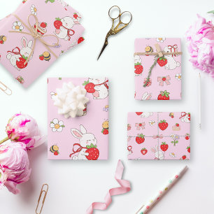 Some Bunny Birthday Pink Wrapping Paper Sheets