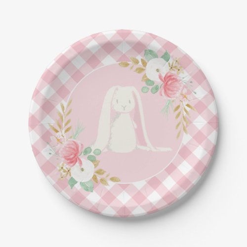 Some Bunny Birthday plates floral and Pink