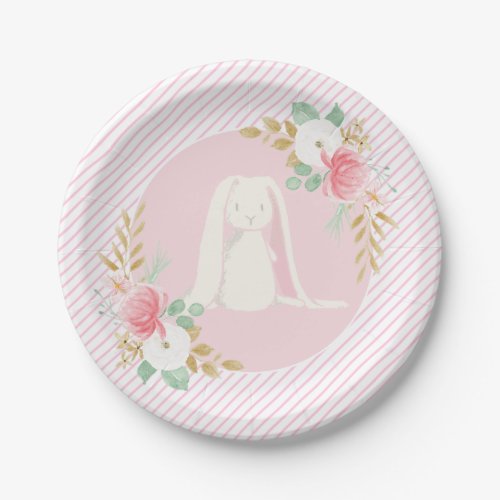 Some Bunny Birthday plates floral and Pink