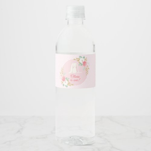 Some Bunny Birthday Water Bottle Labels Pink