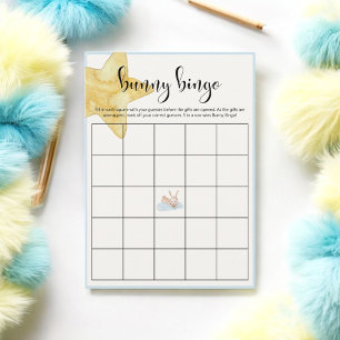 Some Bunny Blue Starry Baby Shower Bingo Game Enclosure Card