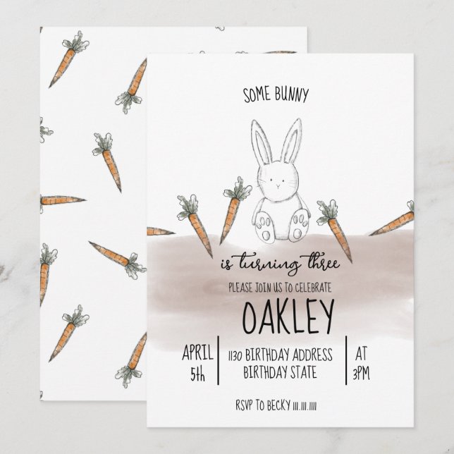 Some Bunny Boy Birthday  Invitation (Front/Back)