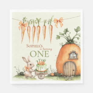 Some Bunny Carrot 1st Birthday Watercolor Napkins