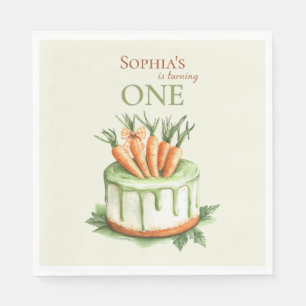 Some Bunny Carrot Cake 1st Birthday Watercolor Napkins