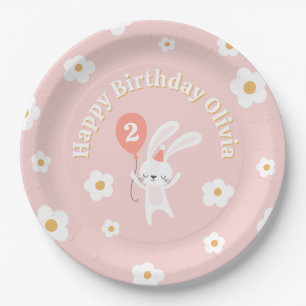 Some Bunny Cute Retro Kids Birthday Party Paper Plates