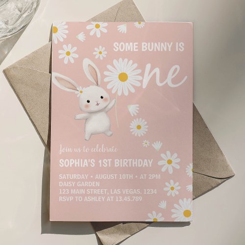 Some Bunny Daisy Girl Birthday Party Invitation