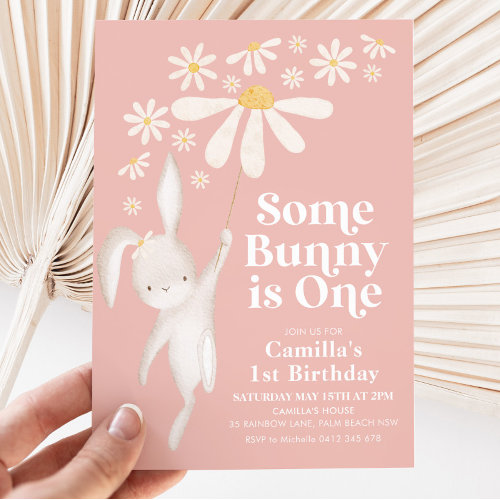 Some Bunny Daisy Pink Girl's 1st Birthday Party