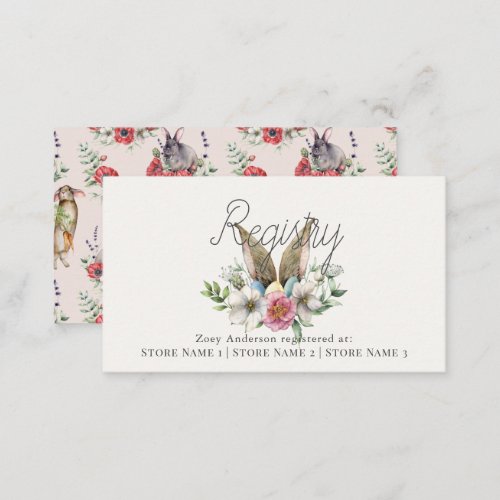 Some Bunny Ear Floral Pink Gift Registry Enclosure Card