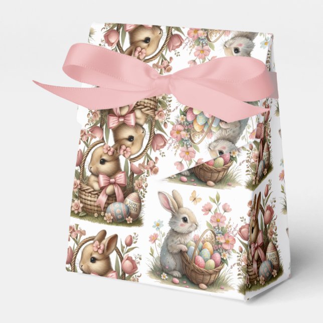 Some bunny easter  Basket wildflower Favor Boxes (Front Side)