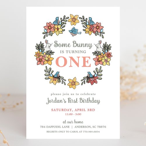 Some Bunny Easter First Birthday Invitation