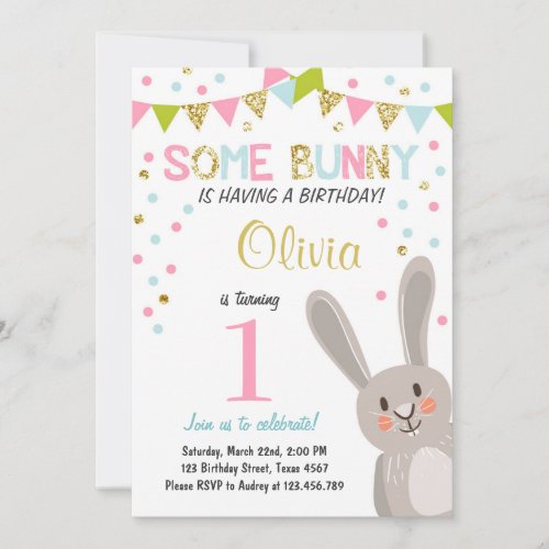 Some Bunny Easter Spring Birthday Invitation