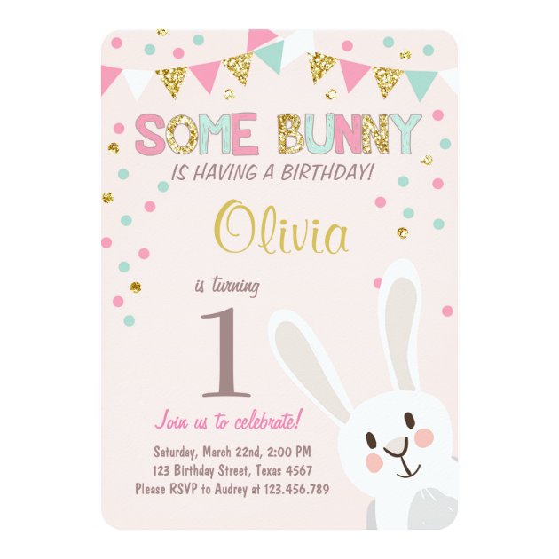 Some Bunny Easter Spring Birthday Invitation