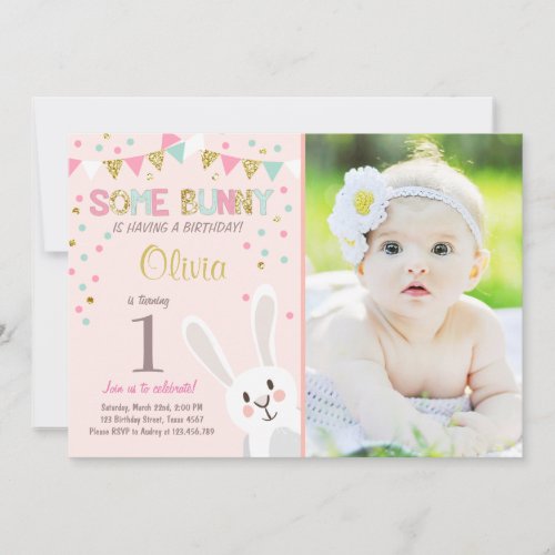 Some Bunny Easter Spring Birthday Invitation