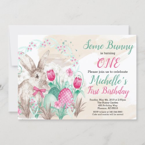 Some Bunny Easter Watercolor Birthday Invitation
