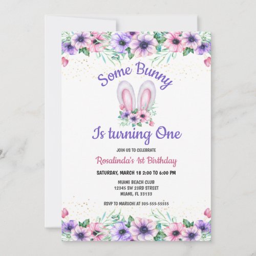 Some Bunny Editable Birthday Invitation
