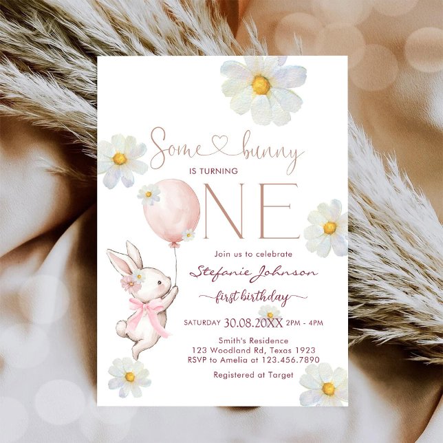Some Bunny First 1st Birthday Invitation (Creator Uploaded)