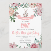 Some Bunny Floral Birthday Invitation