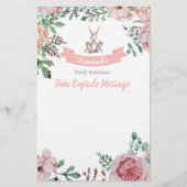 Some Bunny Floral Birthday Time Capsule Note (Front)