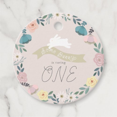 Some Bunny Floral Garden 1st Birthday Pink Favor Tags