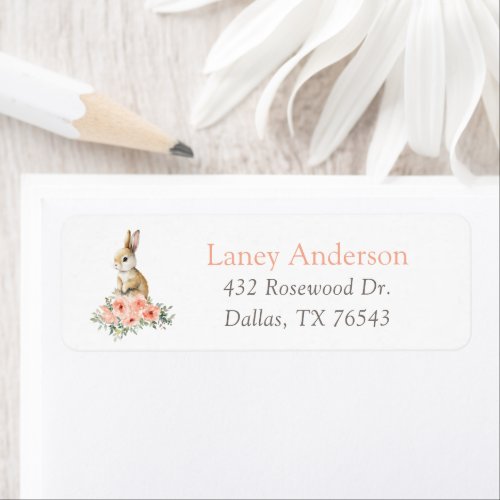 Some Bunny Floral Girl Birthday Return Address Label