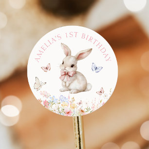 Some Bunny Floral Girl Birthday Sticker